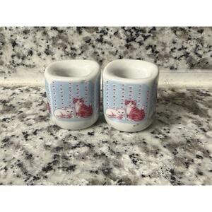 West Germany FUNNY DESIGN Ceramic Taper Candle Holders Set of 2 Kittens